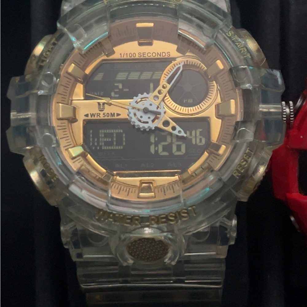 Transparent Gold Digital Watch